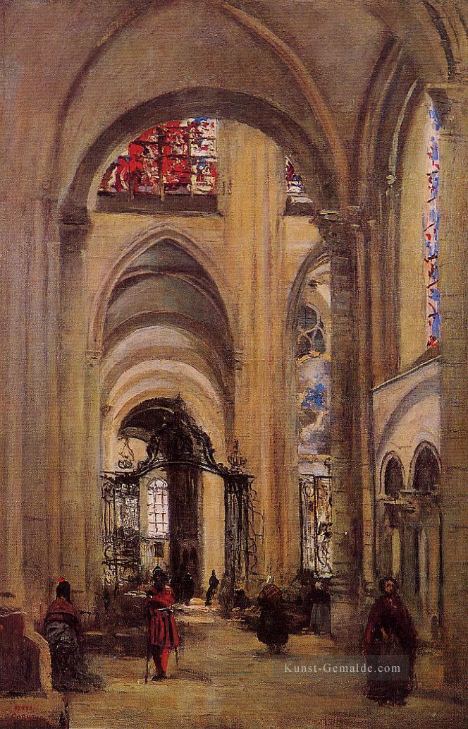 Innere der Kathedrale von Sens plein air Romantik Jean Baptiste Camille Corot Ölgemälde
